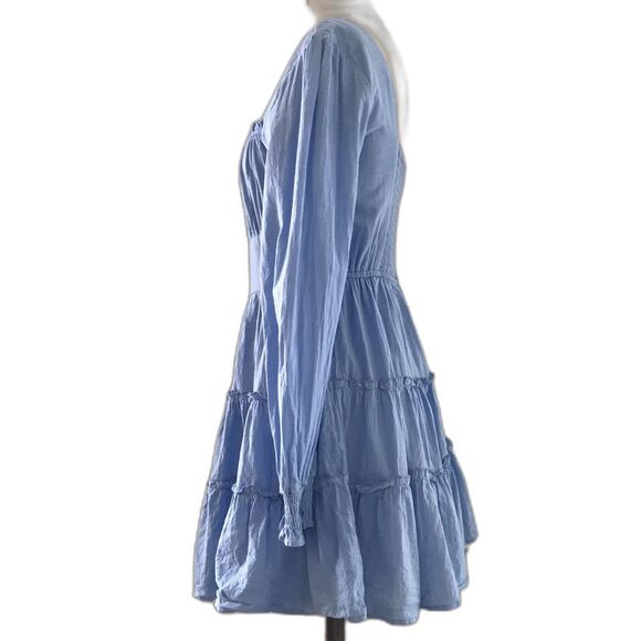 Altar'd State Light Blue Square Neck Long Sleeve Cottage Core Mini Dress NEW - S - Picture 4 of 10